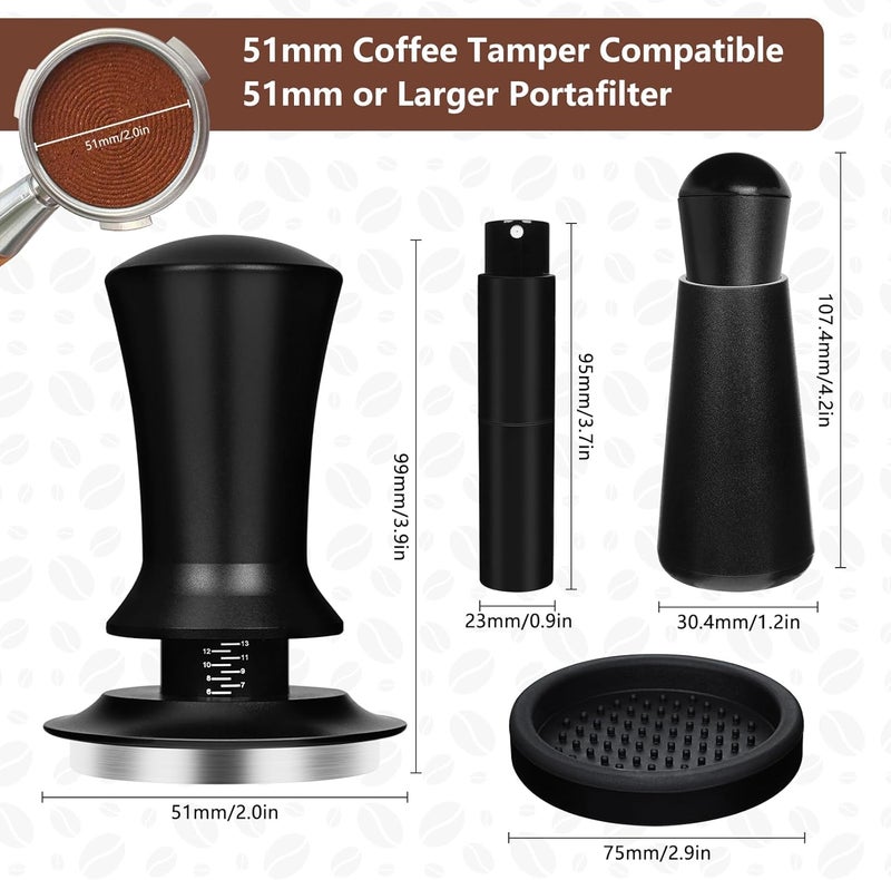 Y-Step 51mm Espresso Tamper Set with 30lb Calibrated Spring Loaded, Espresso Accessories Kit with Coffee Tamper Tool, Coffee Stirrer, Tamper Mat, Spray Bottle, Barista Hand Tamper for Espresso Machine - Image 2